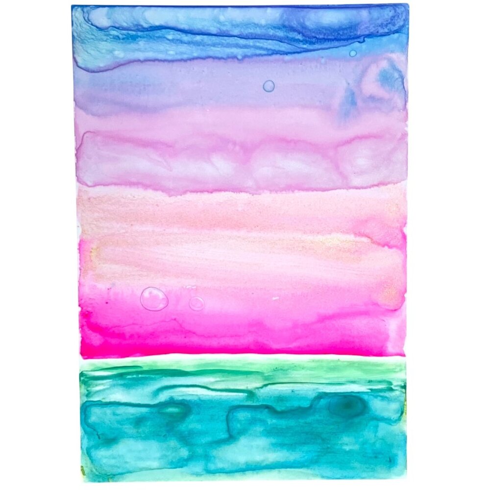 ACEO Original Art Watercolor and Watersoluble Wax Pastel ATC on Yupo Paper